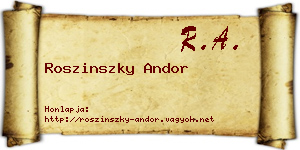 Roszinszky Andor névjegykártya